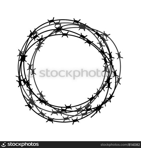 Barbed Wire Circle Isolated on White Background. Stylized Prison Concept. Symbol of Not Freedom. Metal Frame Circle.. Barbed Wire Circle Isolated on White Backgground. Stylized Prison Concept. Symbol of Not Freedom. Metal Frame Circle
