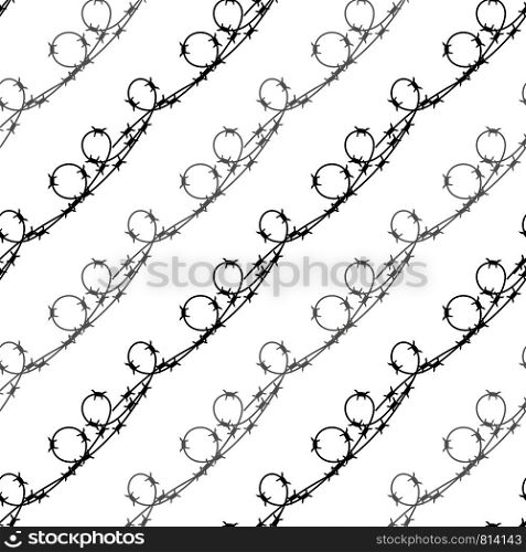 Barbed Wire Fence Seamless Pattern Isolated on White Background. Stylized Prison Concept. Symbol of Not Freedom. Metal Loop Wire.. Barbed Wire Fence Seamless Pattern. Stylized Prison Concept. Symbol of Not Freedom. Metal Loop Wire.