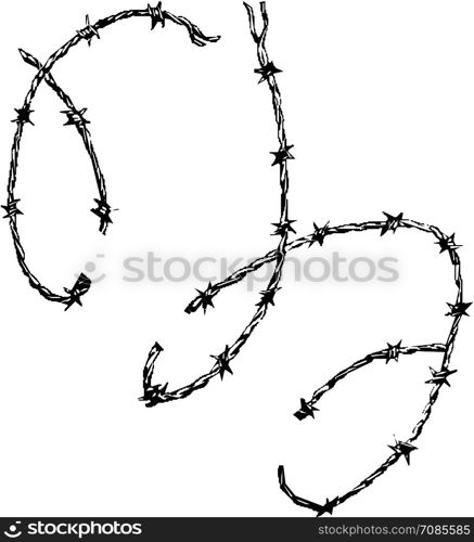 Barbed wire graphic sign. Symbol of not freedom. Vector illustration