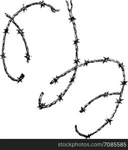 Barbed wire graphic sign. Symbol of not freedom. Vector illustration