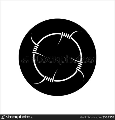 Barbed Wire Icon, Fence Wire Icon Vector Art Illustration