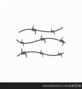 Barbed wire icon in cartoon style on a white background. Barbed wire icon, cartoon style