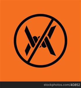 Barbed wire icon. Orange background with black. Vector illustration.