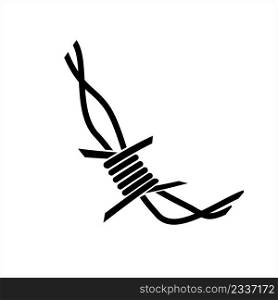 Barbed Wire Icon, Sharp Barbed Wire Vector Art Illustration