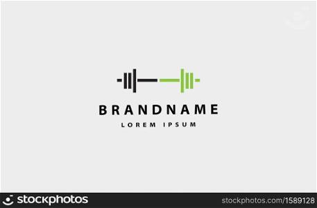 barbell bodybuild fitness logo design vector