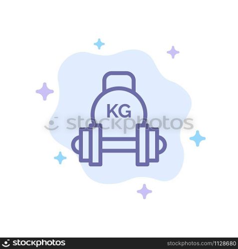 Barbell, Dumbbell, Equipment, Kettle bell, Weight Blue Icon on Abstract Cloud Background