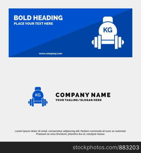 Barbell, Dumbbell, Equipment, Kettle bell, Weight SOlid Icon Website Banner and Business Logo Template