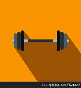 Barbell flat icon on a yellow background. Barbell flat icon