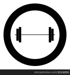 Barbell icon black color in circle vector illustration