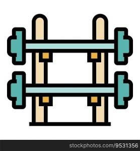 Barbell stand icon outline vector. Sport store. Equipment center color flat. Barbell stand icon vector flat