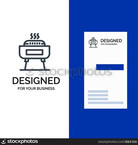 Barbeque, Celebration, Festivity, Holiday Grey Logo Design and Business Card Template