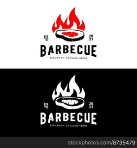 Barbeque Grill Logo, Grilled Food Vector, Design Suitable For Restaurant, Grill Shop, Smoked Meat