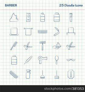 Barber 25 Doodle Icons. Hand Drawn Business Icon set