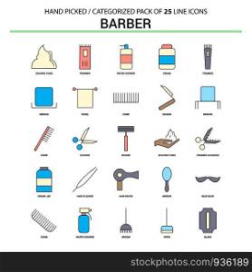 Barber Flat Line Icon Set - Business Concept Icons Design