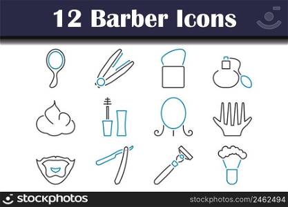 Barber Icon Set. Editable Bold Outline With Color Fill Design. Vector Illustration.