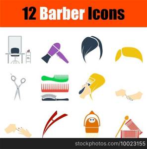 Barber Icon Set. Flat Design. Fully editable vector illustration. Text expanded.