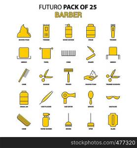 Barber Icon Set. Yellow Futuro Latest Design icon Pack