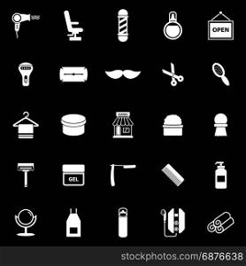 Barber icons on black background, stock vector
