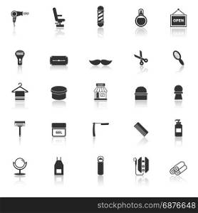 Barber icons with reflect on white background, stock vector