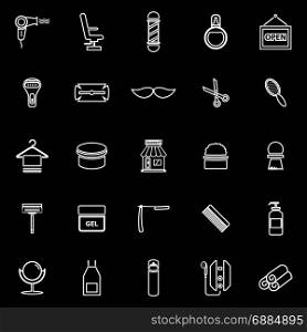 Barber line icons on black background, stock vector