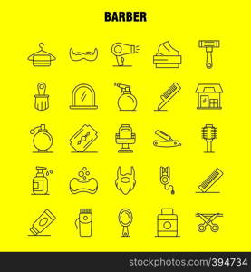 Barber Line Icons Set For Infographics, Mobile UX/UI Kit And Print Design. Include: Barber, Face, Mirror, Barber, Beauty, Chair, Haircut, Barber, Icon Set - Vector