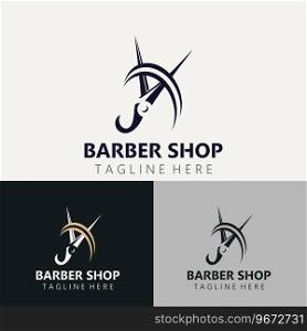 Barber Logo Design Scissor Icon Template. Modern simple design. barbers tools and barbershop. Vector Illustration