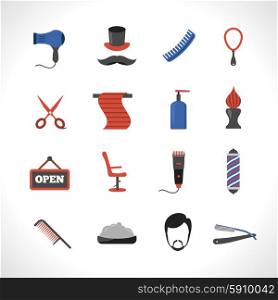 Barber salon icons set with hair dryer comb blade isolated vector illustration. Barber Icons Set
