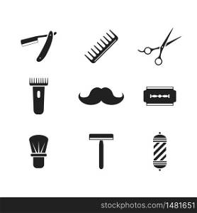 Barber set icon, hipster male isolated vector in flat style