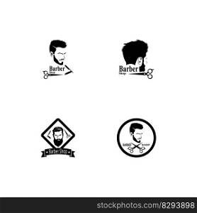 Barber Shop Hair Style Silhouette Vector Template  
