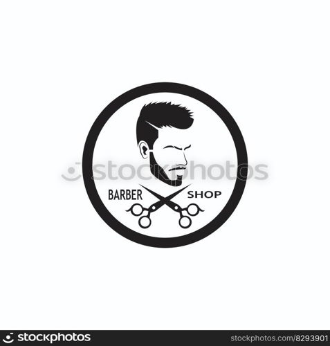 Barber Shop Hair Style Silhouette Vector Template  