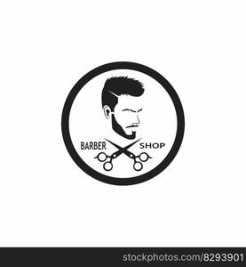 Barber Shop Hair Style Silhouette Vector Template  