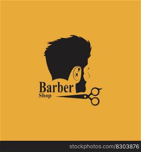 Barber Shop Hair Style Silhouette Vector Template  