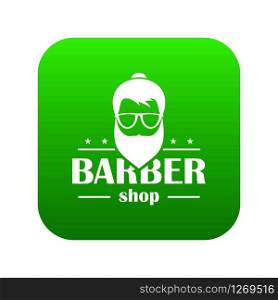 Barber shop icon green vector isolated on white background. Barber shop icon green vector