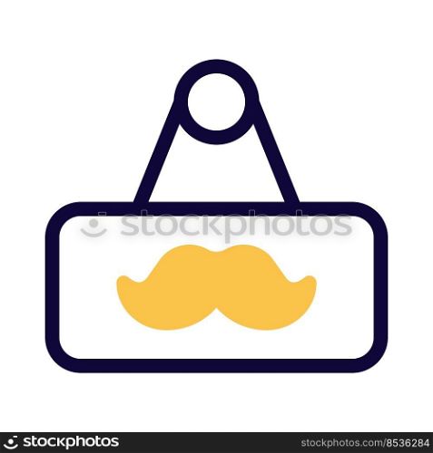 Barber shop sign with dandy mustache isolated on white background