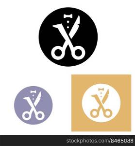 Barber tool scissors logo icon background symbol