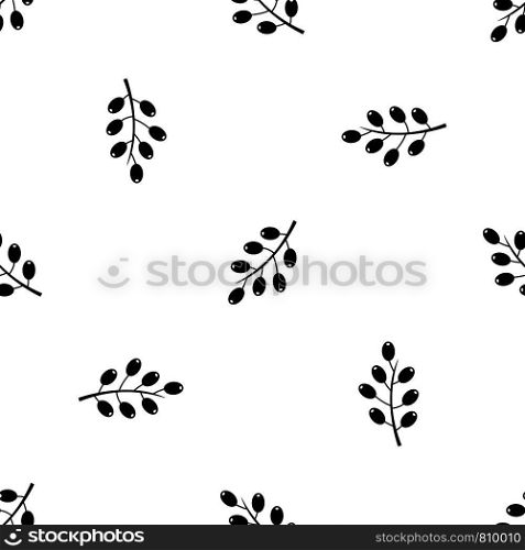 Barberry branch pattern repeat seamless in black color for any design. Vector geometric illustration. Barberry branch pattern seamless black