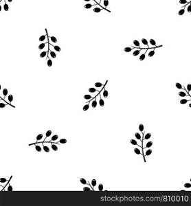 Barberry branch pattern repeat seamless in black color for any design. Vector geometric illustration. Barberry branch pattern seamless black