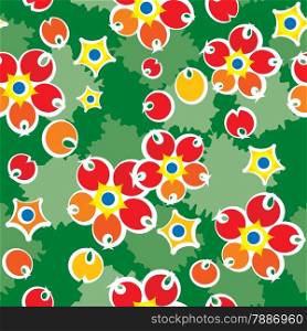 Barberry summery pattern. Color bright decorative background vector illustration.