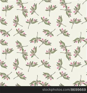 Barberry twigs seamless pattern. Wild berries floral wallpaper. Design for fabric, textile print, wrapping paper, cover. Vector illustration. Barberry twigs seamless pattern. Wild berries floral wallpaper.