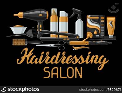Barbershop banner with professional hairdressing tools. Haircutting salon background.. Barbershop banner with professional hairdressing tools.