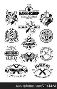 barbershop barber haircut hairstyle logo template. barbershop barber haircut hairstyle logo template vector