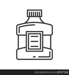 Barbershop bottle lotion isolated outline icon. Vector perfume, cologne, toilet water antique aroma scent. Body hygiene and care cream packaging. Hairdresser container, retro style, line art. Perfume or sh&oo bottle isolated outline icon