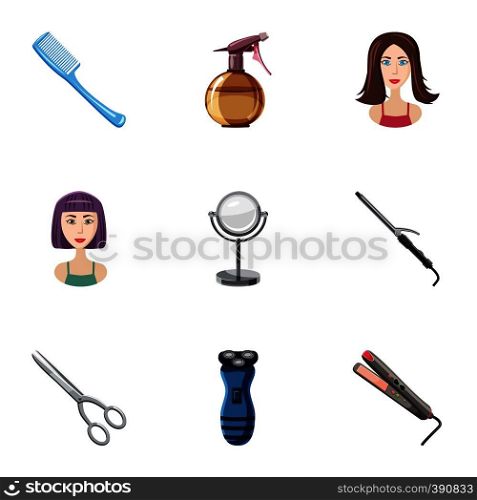 Barbershop icons set. Cartoon illustration of 9 barbershop vector icons for web. Barbershop icons set, cartoon style