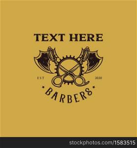Barbershop Logo scissor and Axe Mascot Illustrations for your gentleman style hair cut.