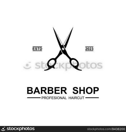 barbershop logo vector icon illustration design and retro style