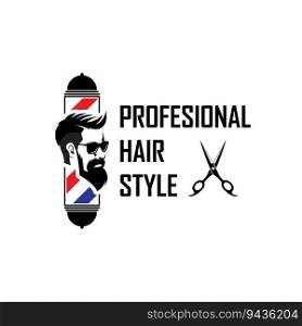 barbershop logo vector icon illustration design and retro style