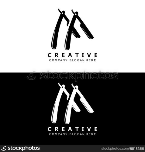 Barbershop Logo Vector Stylish Hair Design For Haircut, With Scissors And Shaver