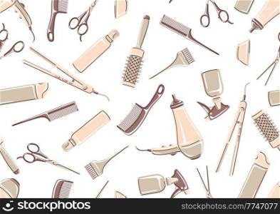 Barbershop seamless pattern with professional hairdressing tools. Haircutting salon background.. Barbershop seamless pattern with professional hairdressing tools. Haircutting background.
