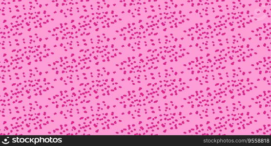 Barbie background. Pink shape seamless pattern. Trendy Barbiecore Style. Dots blots randomly. Template for textile and wallpaper. Vector illustration

