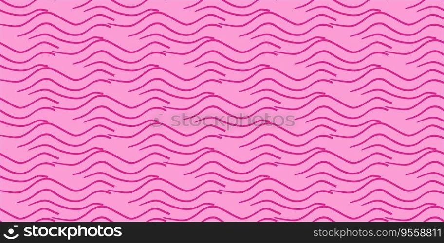 Barbie background. Pink shape seamless pattern. Trendy Barbiecore Style. Strokes like waves. Template for textile and wallpaper. Vector illustration

